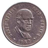 Монета 10 центов. 1982 год, Южная Африка. Окончание президентства Бальтазара Йоханнеса Форстера. Алоэ.