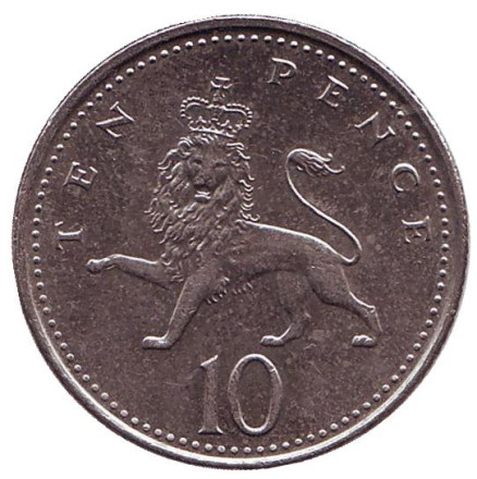 Монета 10 пенсов. 2001 год, Великобритания.
