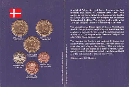 Годовой набор монет Дании 2003 года. (6 штук). Годовой набор монет Дании 2003 года. (6 штук).