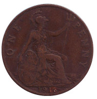 Монета 1 пенни. 1916 год, Великобритания. Монета 1 пенни. 1916 год, Великобритания.