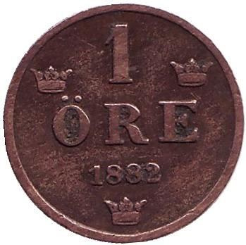 Монета 1 эре. 1882 год, Швеция.