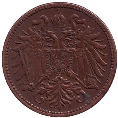 Монета 2 геллера. 1914 год, Австро-Венгерская империя. Австрийский тип. Монета 2 геллера. 1914 год, Австро-Венгерская империя. Австрийский тип.