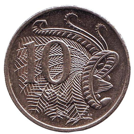 Монета 10 центов. 2009 год, Австралия. Лирохвост.