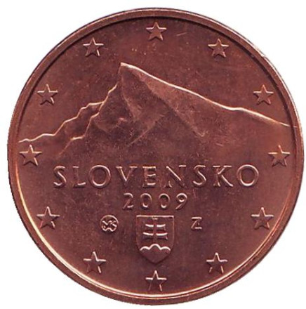 Монета 5 центов, 2009 год, Словакия.
