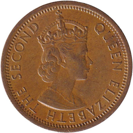 Монета 2 цента. 1966 год, Маврикий.