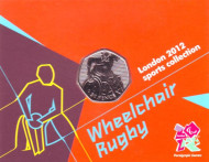 Монета 50 пенсов. 2011 год, Великобритания. Регби на колясках. XIV паралимпийские игры 2012 года в Лондоне. Монета 50 пенсов. 2011 год, Великобритания. Регби на колясках. XIV паралимпийские игры 2012 года в Лондоне.