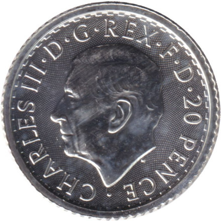 Монета 20 пенсов. 2024 год. Великобритания. Стоящая Британия. Монета 20 пенсов. 2024 год. Великобритания. Стоящая Британия.