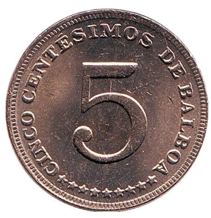 Монета 5 сентесимо. 1983 год, Панама. UNC.