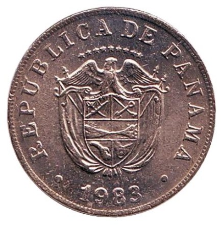 Монета 5 сентесимо. 1983 год, Панама. UNC.