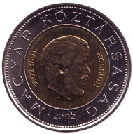 Монета 100 форинтов. 2002 год, Венгрия. 200 лет со дня рождения Лайоша Кошута. Монета 100 форинтов. 2002 год, Венгрия. 200 лет со дня рождения Лайоша Кошута.