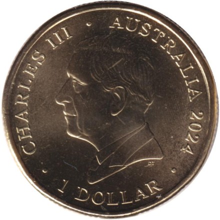 Монета 1 доллар. 2024 год, Австралия. Австралия в космосе. Монета 1 доллар. 2024 год, Австралия. Австралия в космосе.
