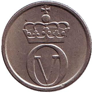 Монета 10 эре. 1963 год, Норвегия. Пчела.