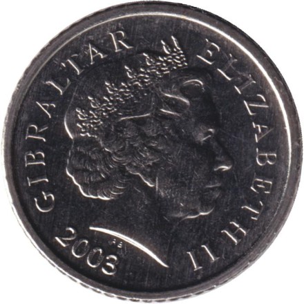 Монета 5 пенсов. 2003 год, Гибралтар. Варварийская обезьяна. (AD). Магнитная. Монета 5 пенсов. 2003 год, Гибралтар. Варварийская обезьяна. (AD). Магнитная.