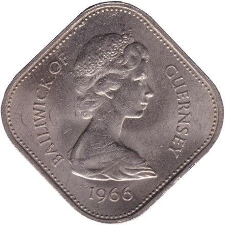 Монета 10 шиллингов. 1966 год, Гернси. 900-летие Нормандского завоевания Англии.