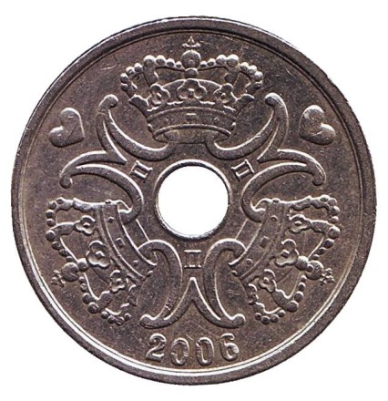Монета 5 крон. 2006 год, Дания. Монета 5 крон. 2006 год, Дания.