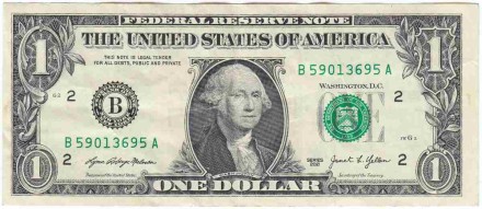 Банкнота 1 доллар. 2021 год, США. "В" - Нью-Йорк. P-W549.