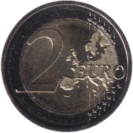 Монета 2 евро. 2025 год (D), Германия. 35 лет объединению Германии.