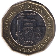 Монета 500 леоне. 2016 год, Сьерра-Леоне.