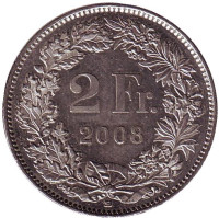 Гельвеция. Монета 2 франка. 2008 год, Швейцария.