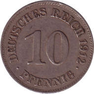 Монета 10 пфеннигов. 1912 год (Е), Германская империя. Монета 10 пфеннигов. 1912 год (Е), Германская империя.