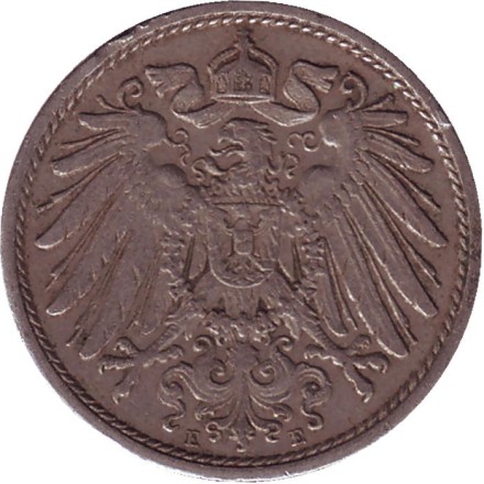 Монета 10 пфеннигов. 1912 год (Е), Германская империя. Монета 10 пфеннигов. 1912 год (Е), Германская империя.