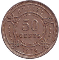 Монета 50 центов. 1976 год, Белиз. Монета 50 центов. 1976 год, Белиз.