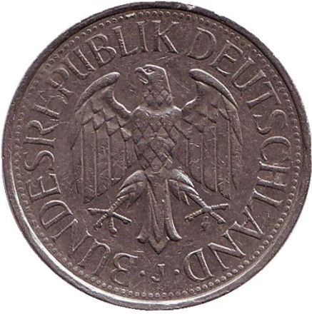 Монета 1 марка. 1978 год (J), ФРГ.