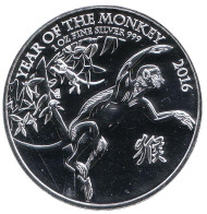 Монета 2 фунта. 2016 год, Великобритания. Год обезьяны. Монета 2 фунта. 2016 год, Великобритания. Год обезьяны.