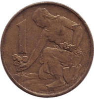 Монета 1 крона. 1989 год, Чехословакия.