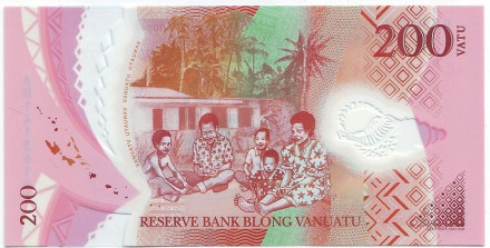 Банкнота 200 вату. 2014 год, Вануату. Абориген.