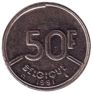 Монета 50 франков. 1991 год, Бельгия. (Belgique) Монета 50 франков. 1991 год, Бельгия. (Belgique)
