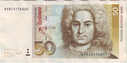 Банкнота 50 марок. 1993 год, ФРГ. Бальтазар Нейман.