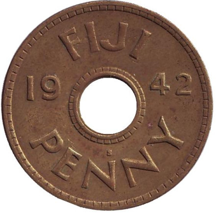 Монета 1 пенни. 1942 год, Фиджи.
