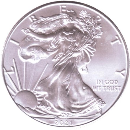 Монета 1 доллар, 2021 год, США. Шагающая свобода.