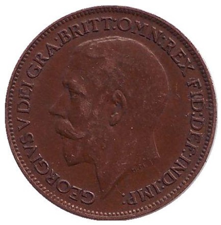 Монета 1 фартинг. 1923 год, Великобритания. Монета 1 фартинг. 1923 год, Великобритания.