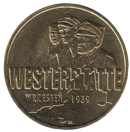Монета 2 злотых, 2009 год, Польша. Сентябрь 1939 - Вестерплатте.