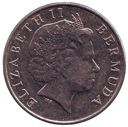 Монета 5 центов. 2008 год, Бермудские острова. Тропическая рыба (Ангел-королева).