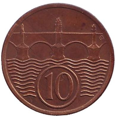 Монета 10 геллеров. 1938 год, Чехословакия.