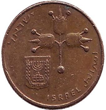 Монета 10 агор. 1980 год, Израиль. (Новый тип).