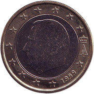 Монета 1 евро. 1999 год, Бельгия. Монета 1 евро. 1999 год, Бельгия.