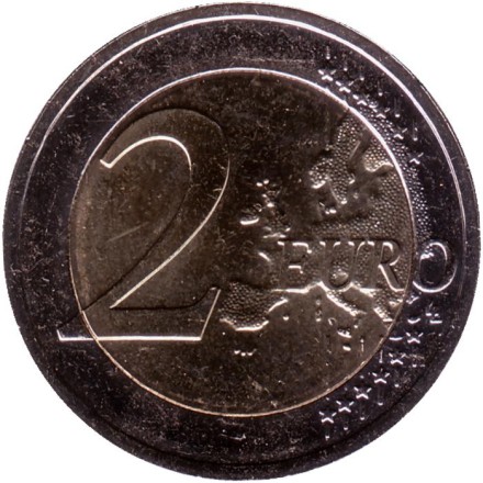 Монета 2 евро. 2022 год, Латвия. 35 лет программе Эразмус.