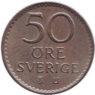 Монета 50 эре. 1963 год, Швеция. Монета 50 эре. 1963 год, Швеция.