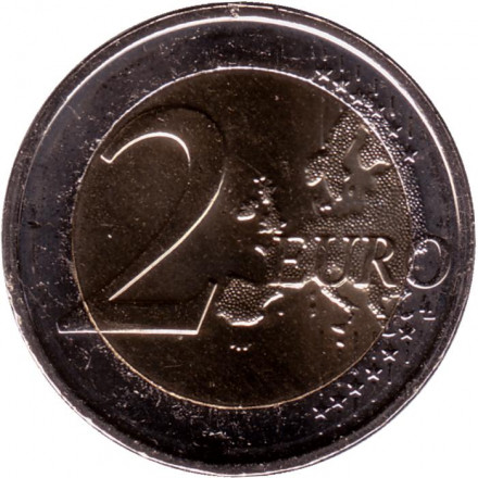 Монета 2 евро. 2022 год, Люксембург. 10 лет свадьбе Великого герцога Гийома и бельгийской графини Стефании де Ланнуа.