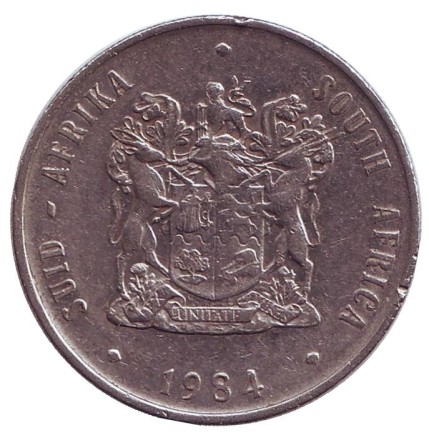 Монета 1 ранд. 1984 год, ЮАР. Газель.