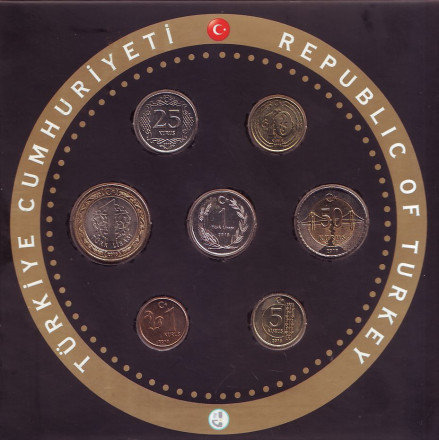 Годовой набор монет Турции 2018 года. (6 штук, с жетоном). Годовой набор монет Турции 2018 года. (6 штук, с жетоном).