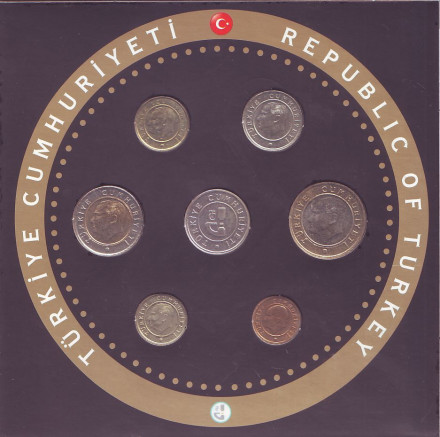 Годовой набор монет Турции 2018 года. (6 штук, с жетоном). Годовой набор монет Турции 2018 года. (6 штук, с жетоном).