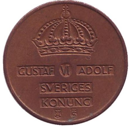 Монета 2 эре. 1959 год, Швеция. Монета 2 эре. 1959 год, Швеция.