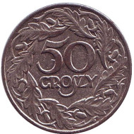 Монета 50 грошей. 1938 год, Польша. Монета 50 грошей. 1938 год, Польша.