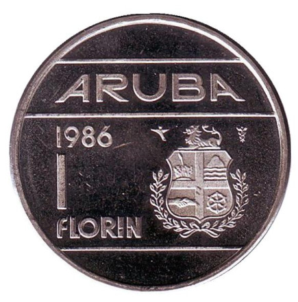 Монета 1 флорин. 1986 год, Аруба. UNC.