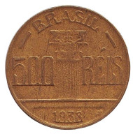 Монета 500 рейсов. 1938 год, Бразилия. Монета 500 рейсов. 1938 год, Бразилия.
